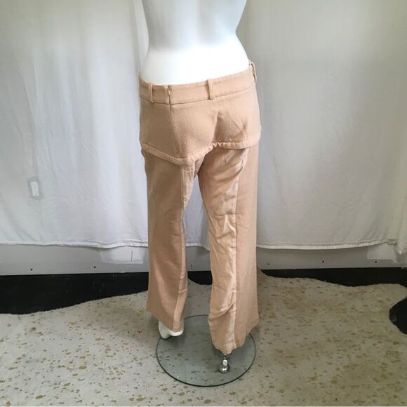 Cris Barros Womens Linen Blend High Rise Mixed Media Trouser Pants Peach Size 6 - Picture 4 of 11